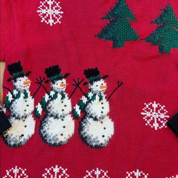 Vtg Marisa Christina Sweater Handknit Christmas Snowman Size Medium - Picture 2 of 6